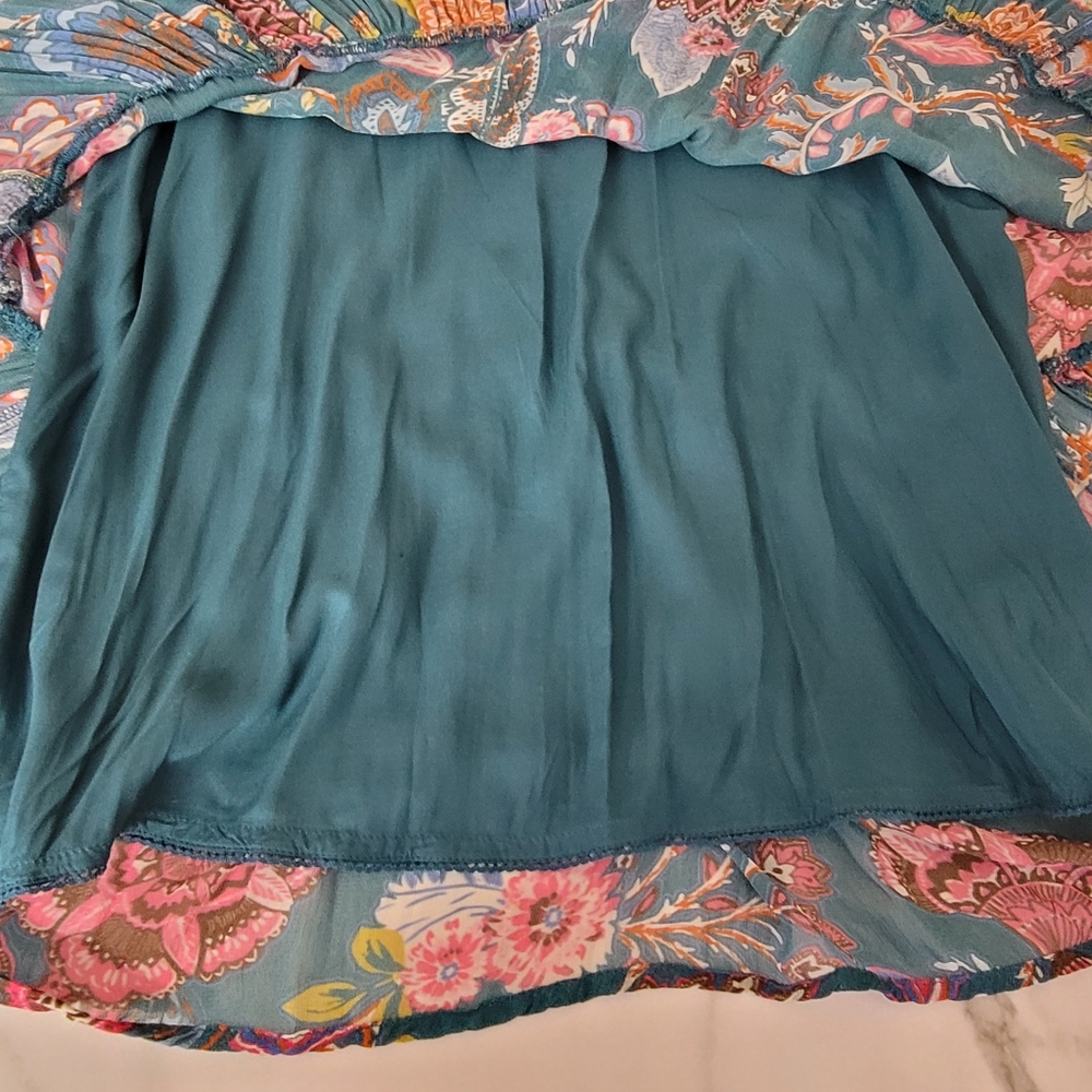 Anthropologie Natalie Trapeze Dress Womens Floral Sheer Overlay High Neck  Sz S - Picture 8 of 12